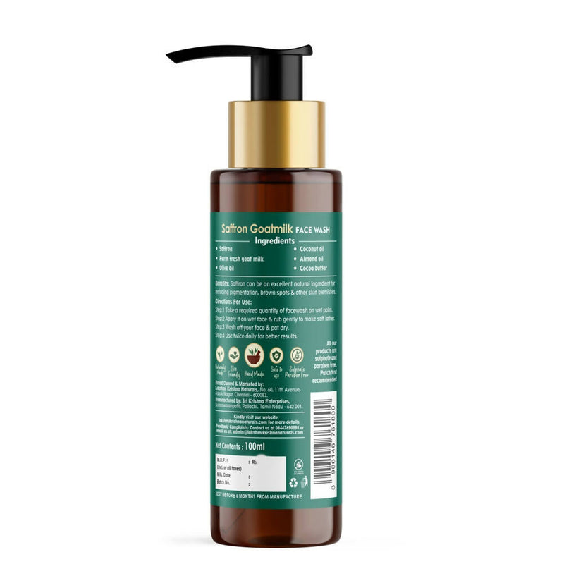 Lakshmi Krishna Naturals Saffron Goat Milk Face Wash