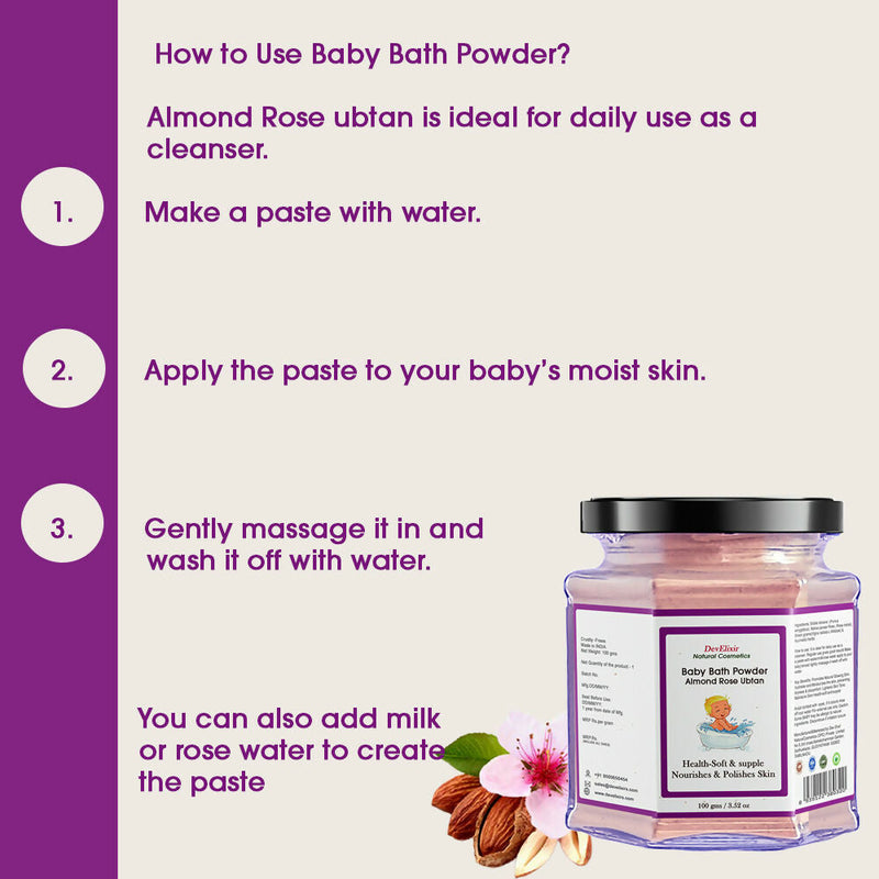 DevElixir Baby Bath Powder Almond Rose