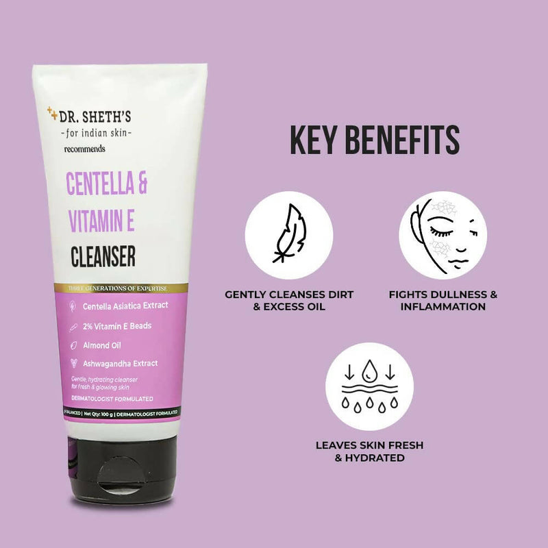 Dr. Sheth's Centella & Vitamin E Cleanser - pH Balanced, Gently Cleanses & Hydrates, For Normal, Oily & Sensitive Skin - Limited Time Offer