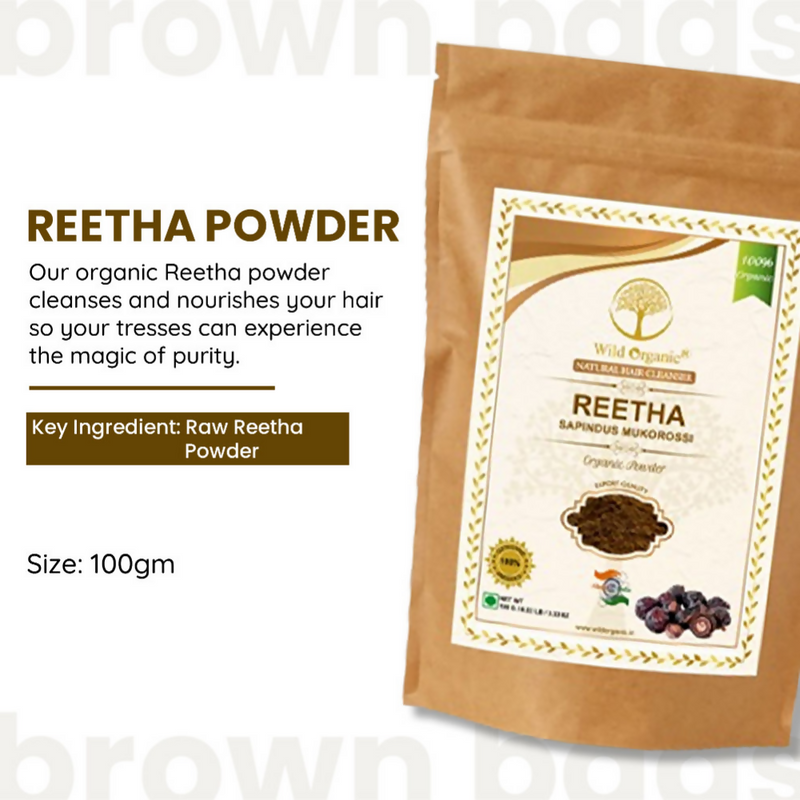 Wild Organic Reetha Powder Natural Hair Cleanser