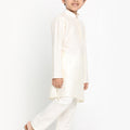 Boy's Cream Kurta With Pyjama Set