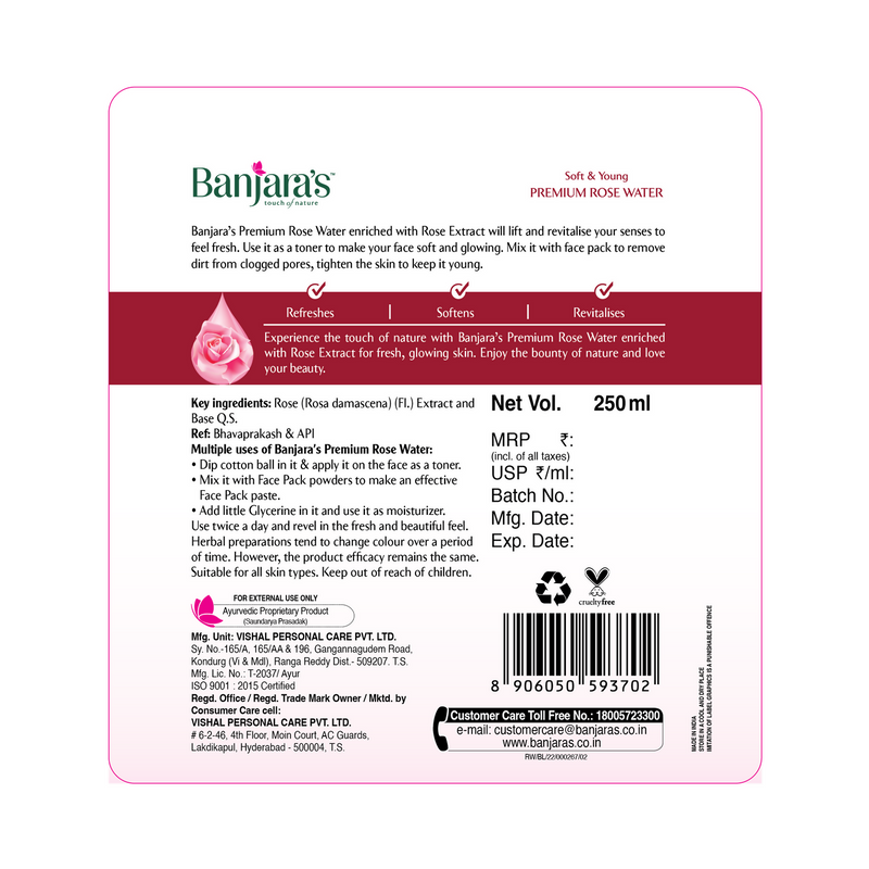 Banjara's Premium Rose Water