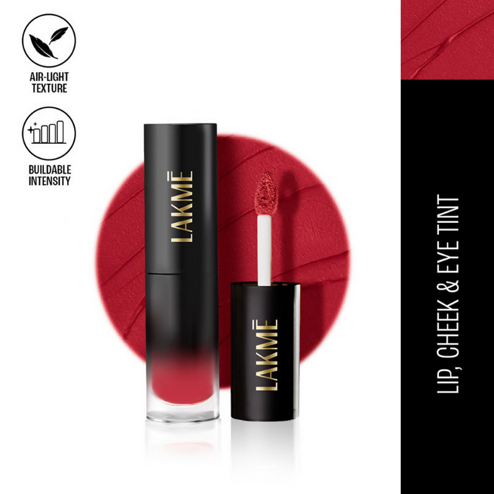 Lakme Xtraordin-Airy One-And-Done Lip, Eye & Cheek Tint - Crimson Kiss