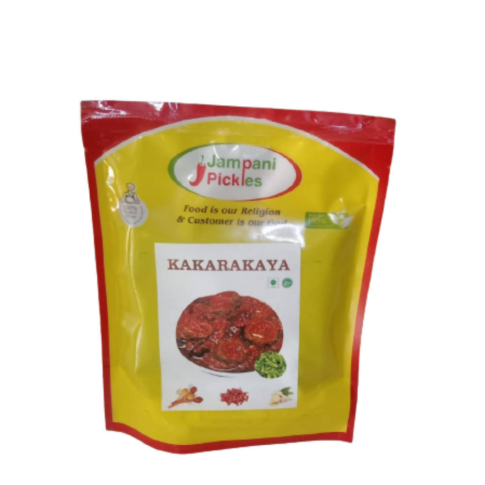 Packaged food item with 'Jampani Pickles' branding on a white background