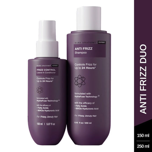 Bare Anatomy Expert Anti Frizz Shampoo & Frizz Control Leave-In Conditioner for Smoother, Healthy & Glossy Hair