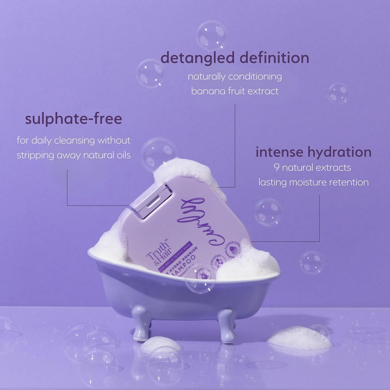 Truth & Hair Hydro Nourish Shampoo For Curly Hair With Aloevera Leaf Powder