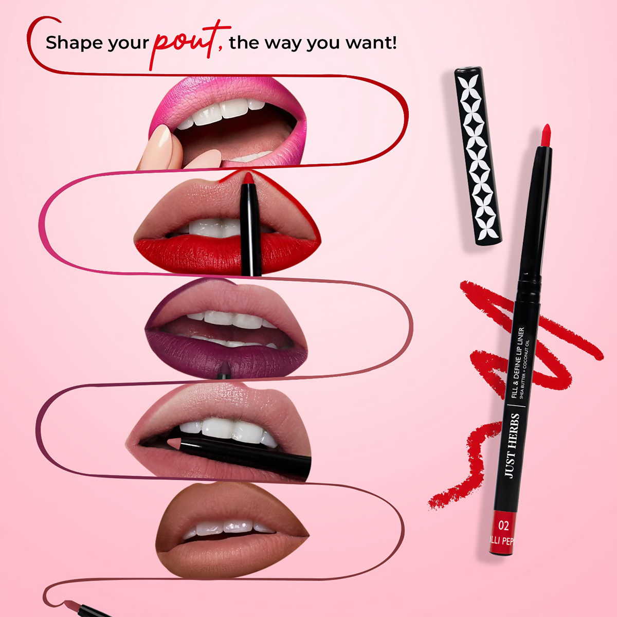 Just Herbs Fill & Define Lip Liner - Dirty Rose