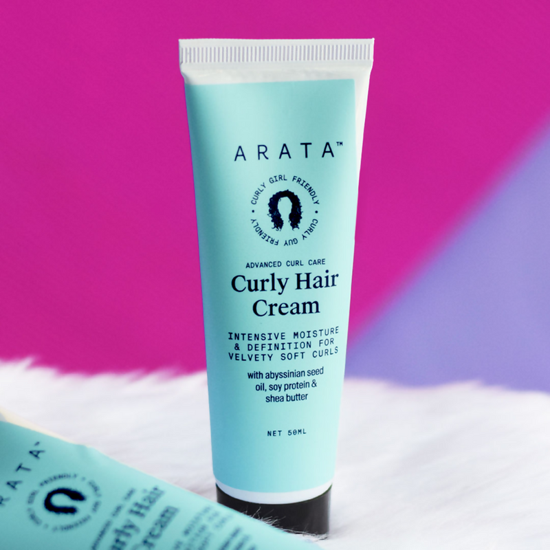 Arata Curly Hair Cream For Definition With Abyssinian Seed Oil