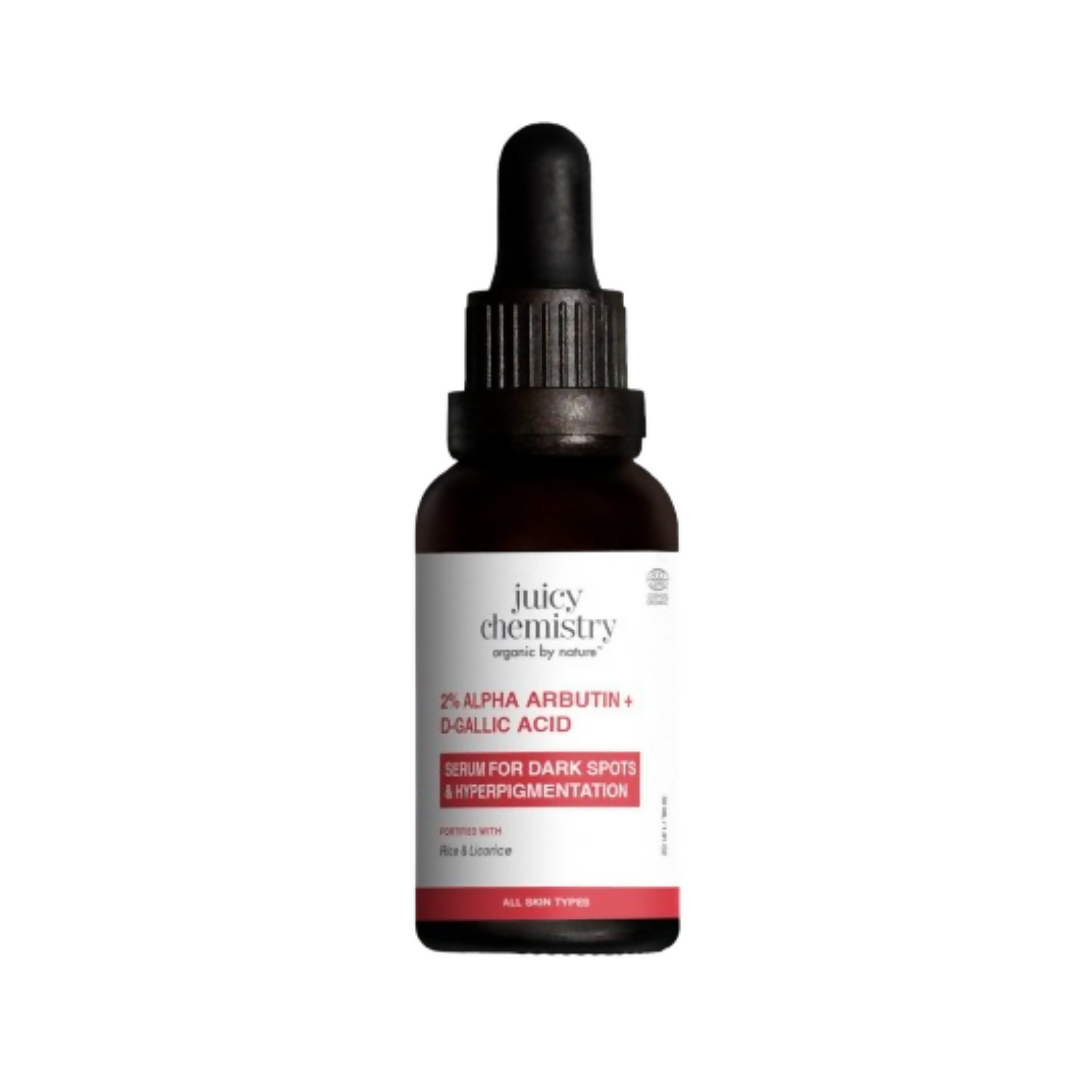 Juicy Chemistry skincare serum bottle with dropper on a white background