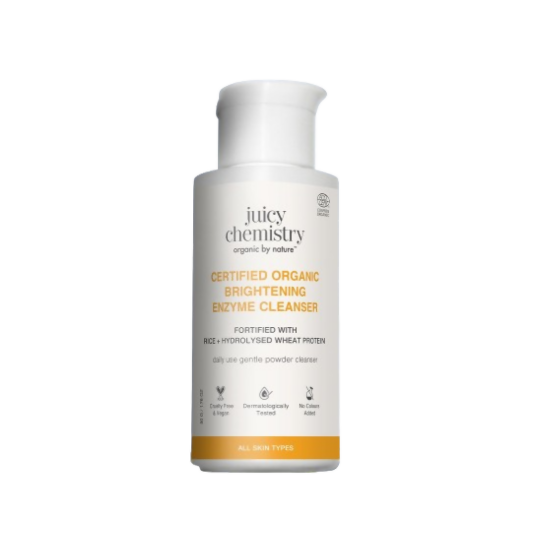Juicy Chemistry organic cleanser bottle on a white background