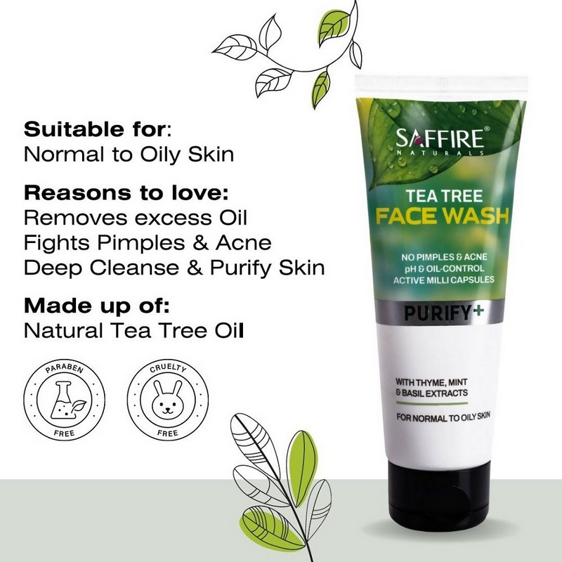 Saffire Naturals Tea Tree Purifying & Cleansing Face Wash