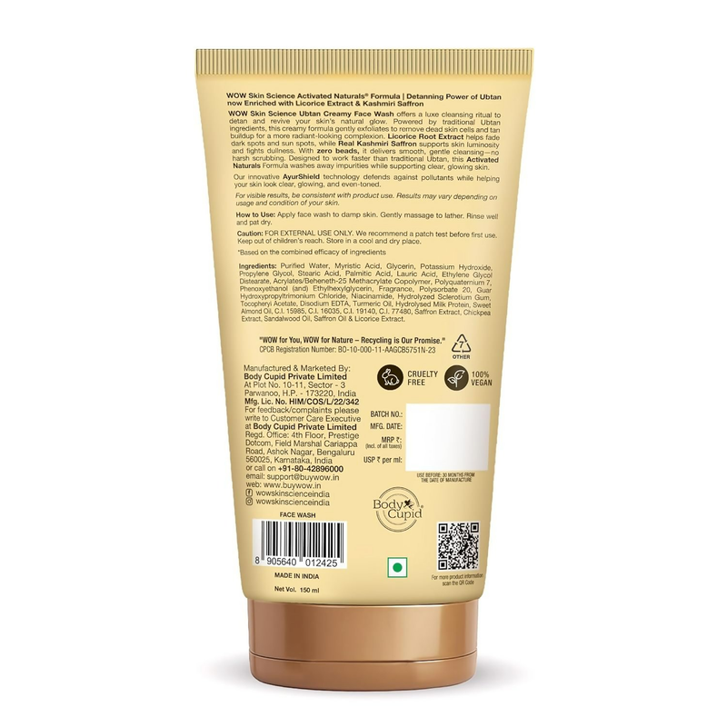 WOW Skin Science Ubtan Creamy Face Wash