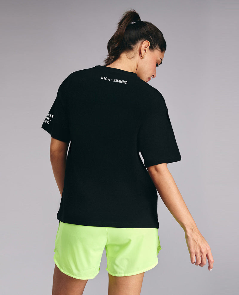 Kica Cotton Oversized Printed Graphic Tshirt -KIC019 NL BLACK