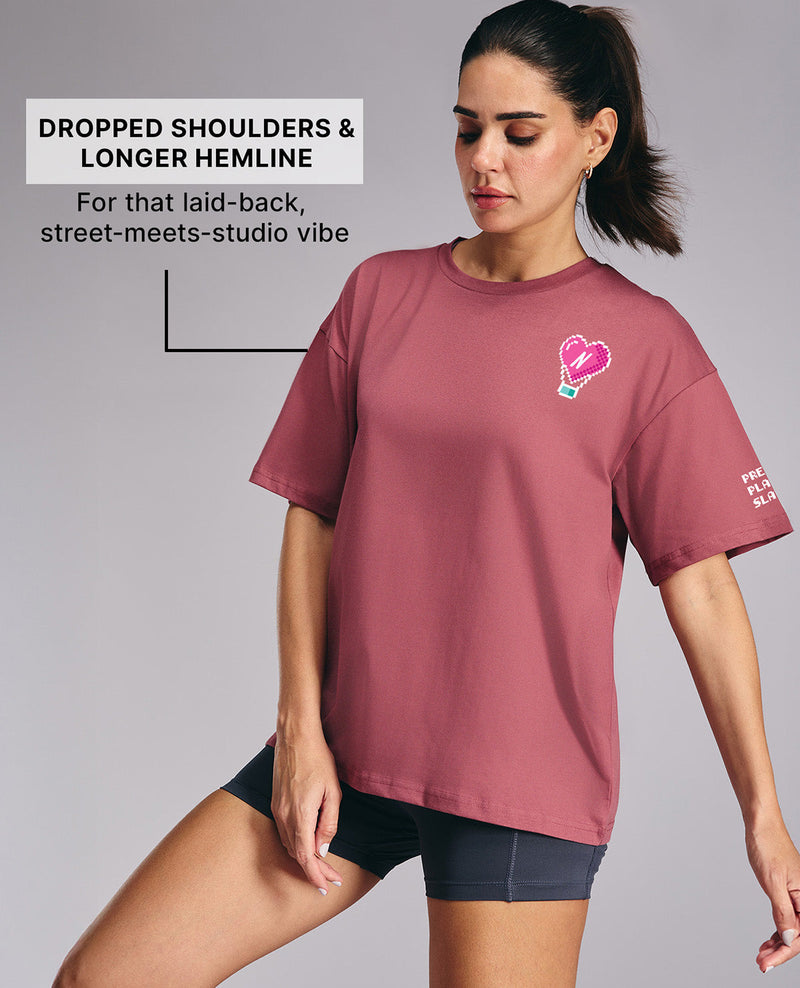 Kica Cotton Oversized Printed Graphic Tshirt -KIC019 NL PINK