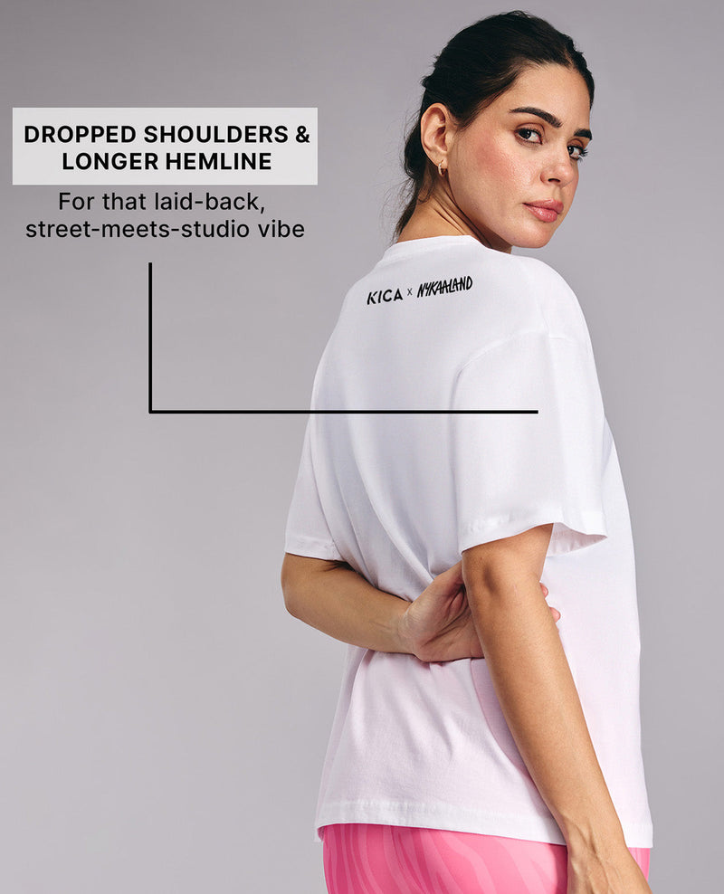 Kica Cotton Oversized Printed Graphic Tshirt -KIC019 NL WHITE