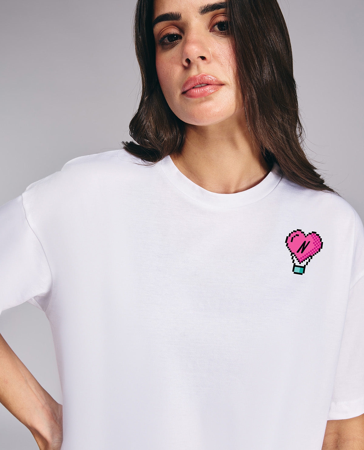 Kica Cotton Oversized Printed Graphic Tshirt -KIC019 NL WHITE