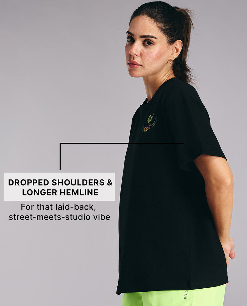 Kica Cotton Oversized Printed Graphic Tshirt -KIC020 Black Pickle