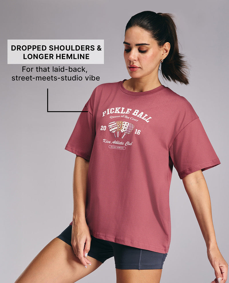 Kica Cotton Oversized Printed Graphic Tshirt -KIC020 Pink Pickle