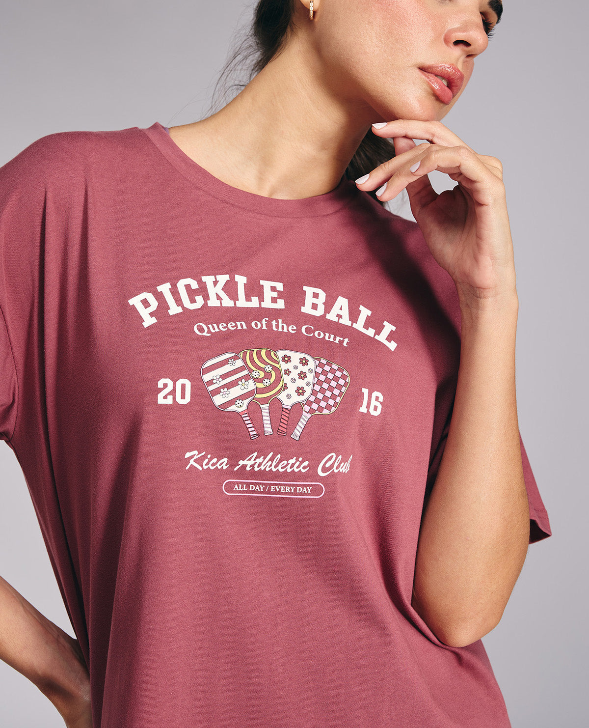 Kica Cotton Oversized Printed Graphic Tshirt -KIC020 Pink Pickle