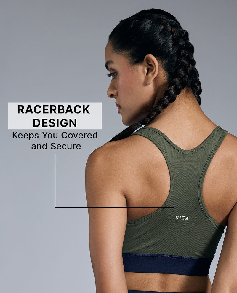 Kica Breathe Easy Cotton Slip-On Sports Bra Olive