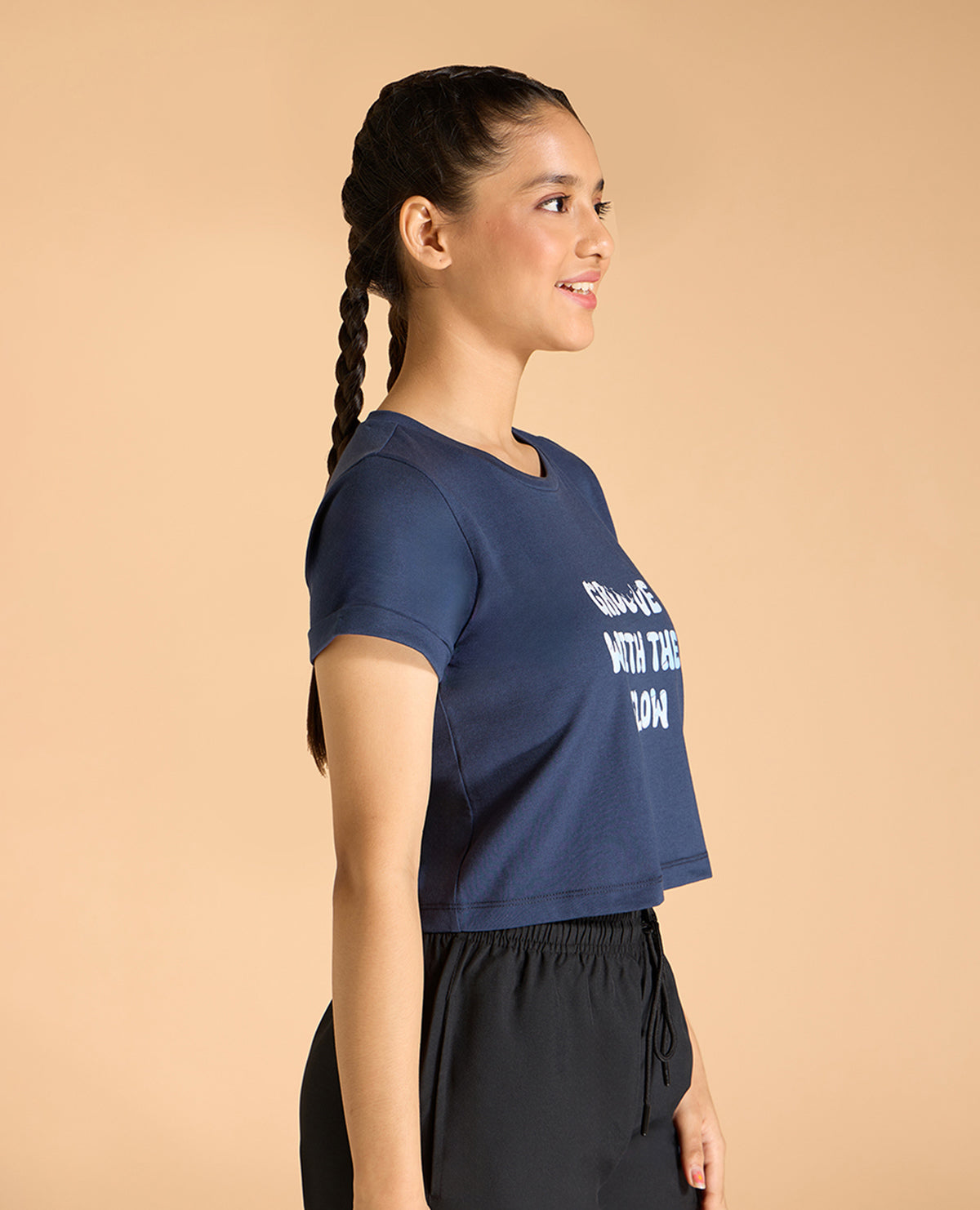 Cotton Crop Top and Mid Rise Solid Lightweight Cargo Pants Set