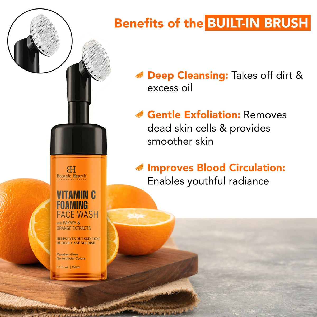 Botanic Hearth Brightening Vitamin C Foaming Face Wash with Papaya & Orange Extracts