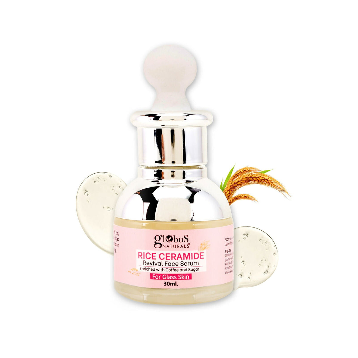 Globus Naturals Rice Ceramide Revival Face Serum, For Korean Glass Skin