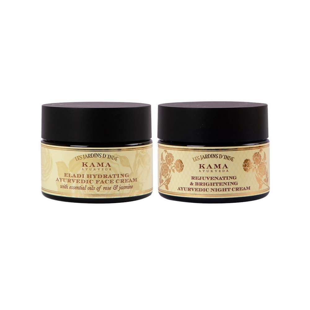 Two jars of Kama Ayurveda face cream on a white background