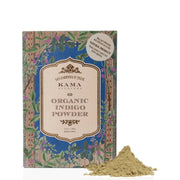 Kama Ayurveda Organic Indigo Powder packaging with powder on a white background