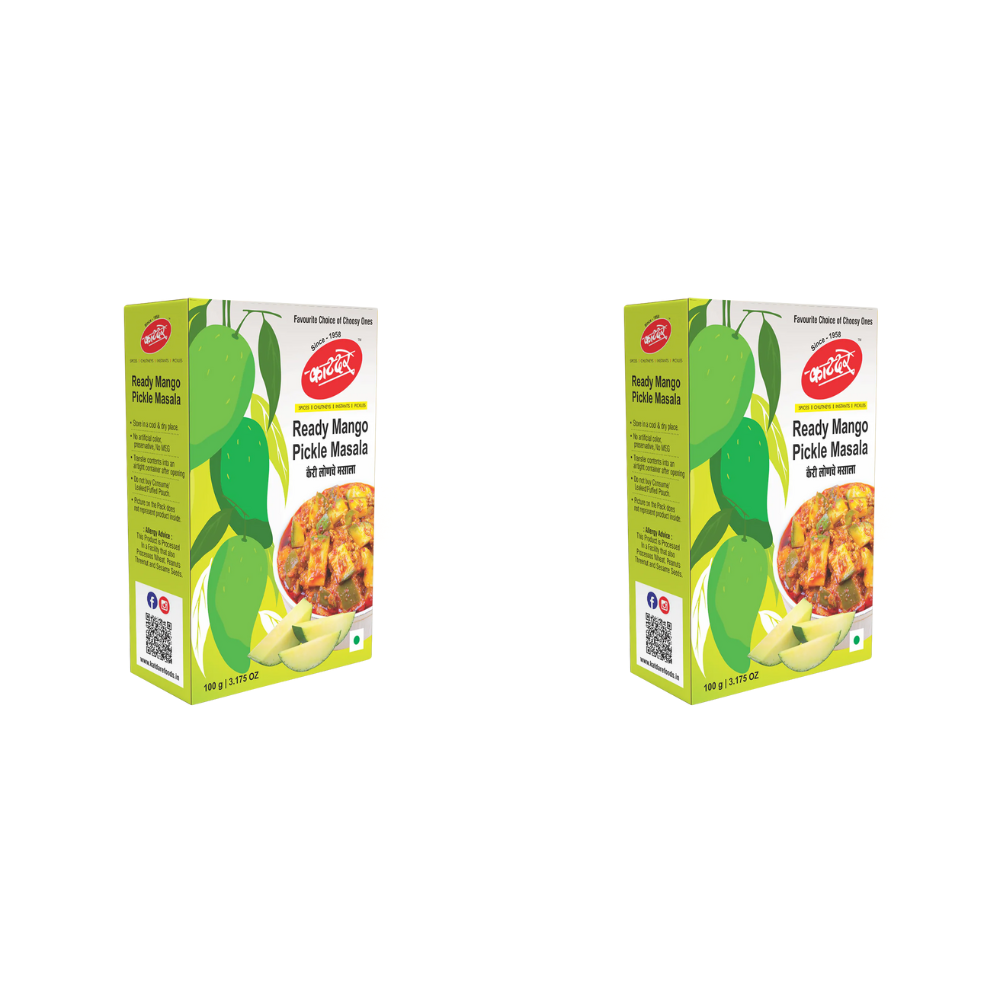 Two boxes of Ready Mango Pickle Masala on a white background