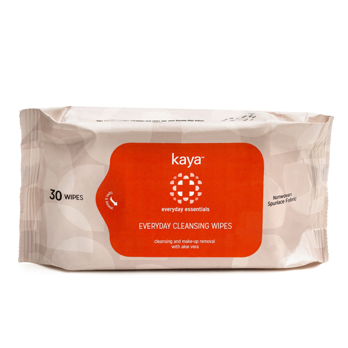 Kaya Everyday Essentials cleansing wipes packaging on a white background