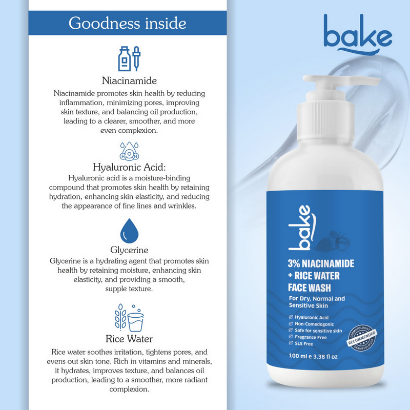 Bake 3% Niacinamide Face Wash with Rice Water