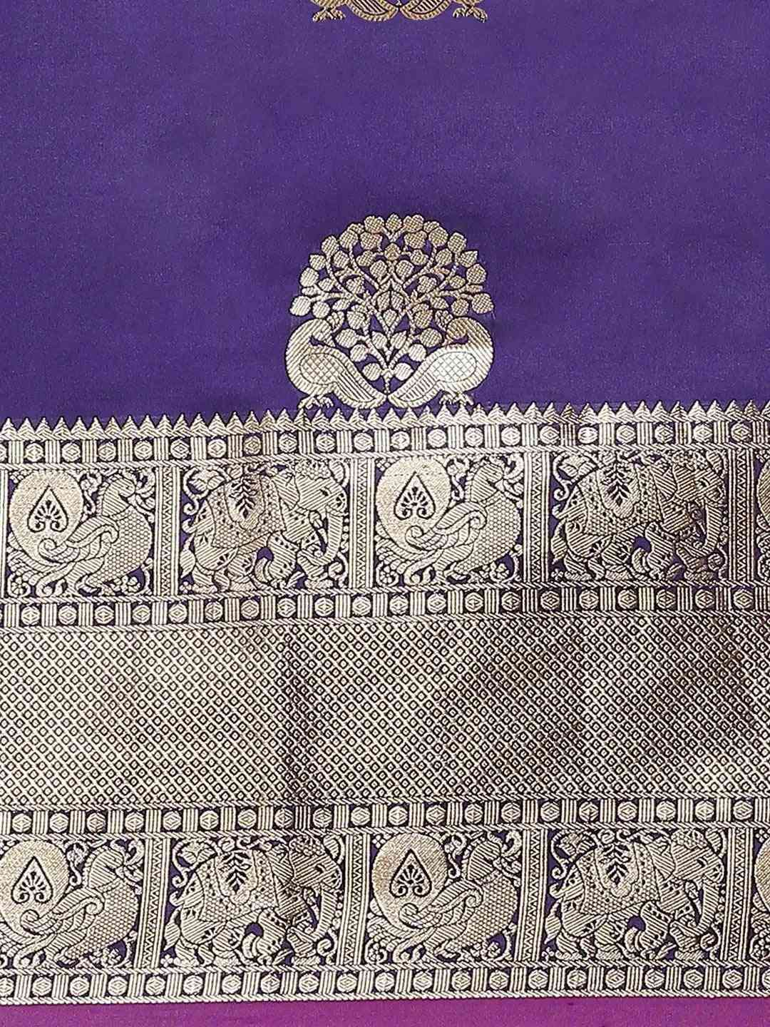 Indigo Colour Kanjivaaram Soft Silk Kanchi Zari Weaving Saree