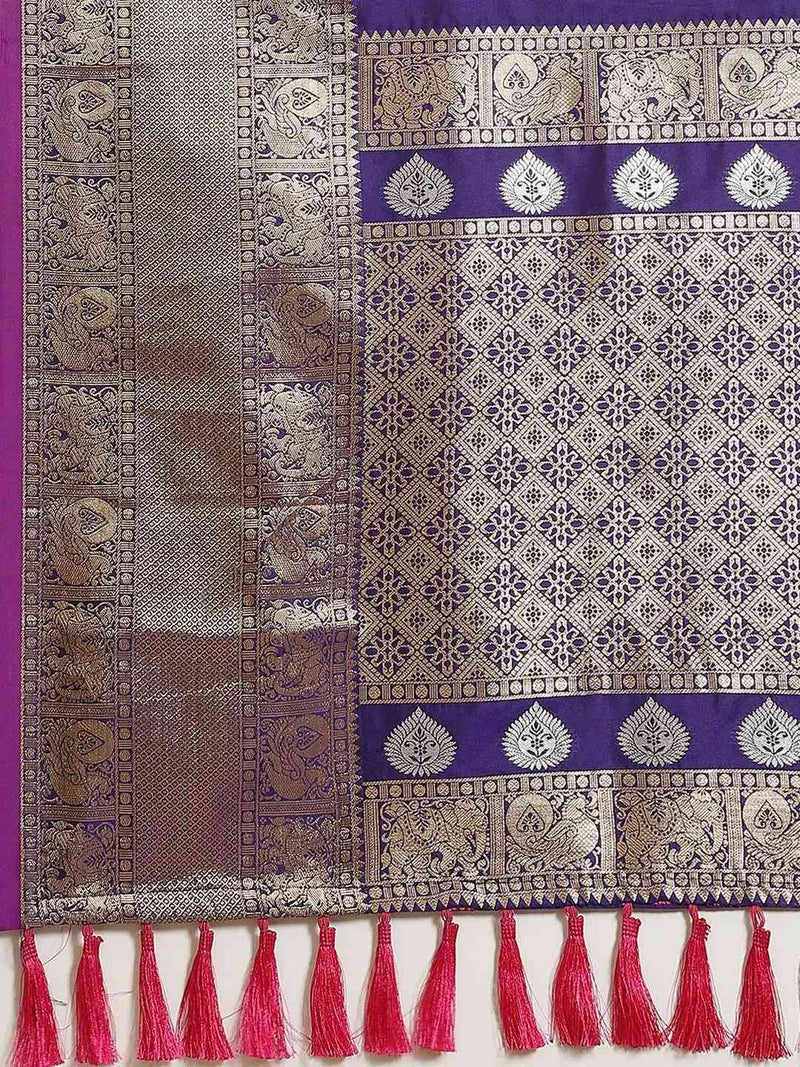 Indigo Colour Kanjivaaram Soft Silk Kanchi Zari Weaving Saree