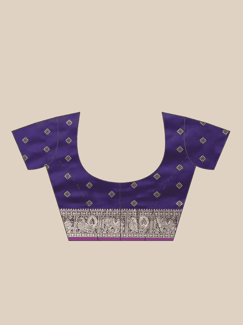 Indigo Colour Kanjivaaram Soft Silk Kanchi Zari Weaving Saree