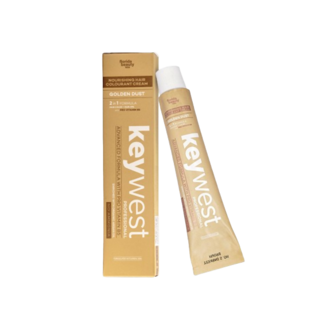 Key West hair color cream and packaging on a white background