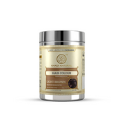 Khadi Natural hair colour product in a silver container with a beige label on a white background