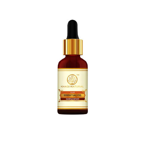 Khadi Natural essential oil bottle on a white background