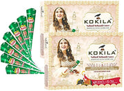 Kokila Mehandi Cones packaging with green cones on a white background
