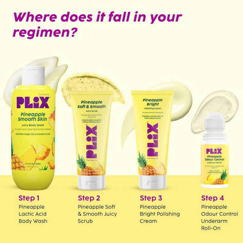 PLIX The Plant Fix Pineapple 5% Lactic Acid Body Wash Exfoliates Dry, Rough & Strawberry Skin