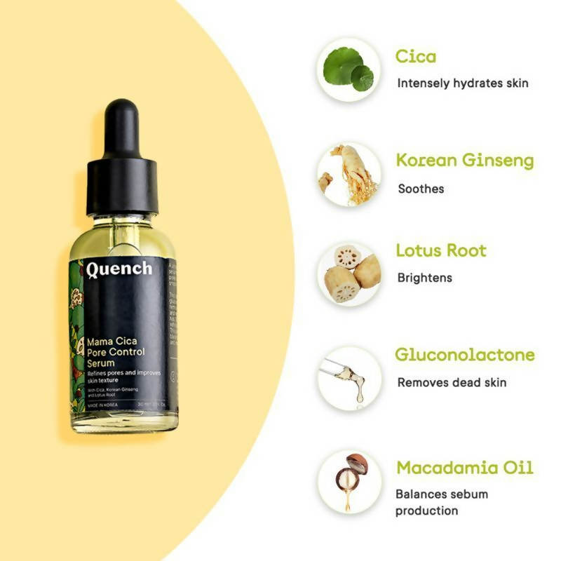 Quench Pore Control Serum with Cica & Korean Ginseng Controls Excess Oil & Acne