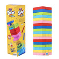 Skoodle Quest Stackrr Color Crash Tumbling Tower Game with 54 Precision Wooden Blocks of Premium Beachwood for Adults and Kids