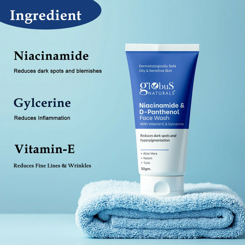 Globus Naturals Niacinamide & D-Panthenol Face Wash with Vitamin E & Glycerine