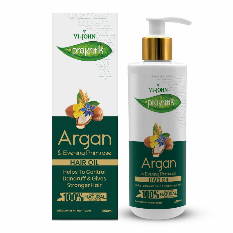 VI-JOHN Prakritik Argan & Evening Primrose Hair oil, Helps to Control Dandruff,100% Bio Actives Hair Oil