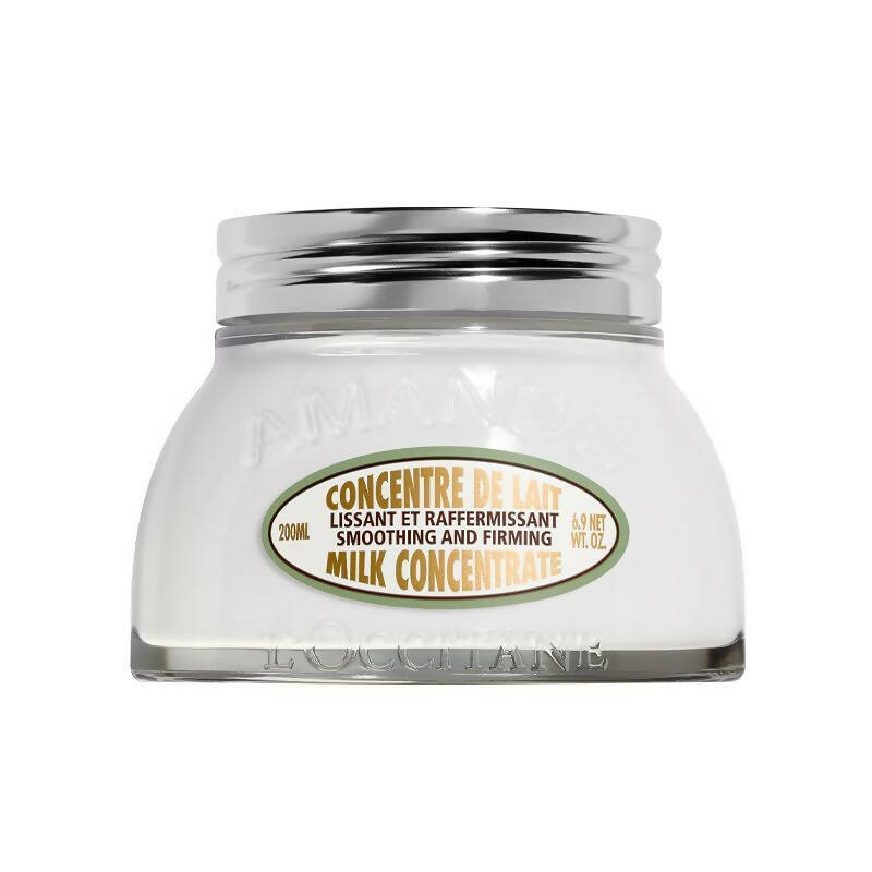 Jar of L'Occitane milk concentrate on a white background