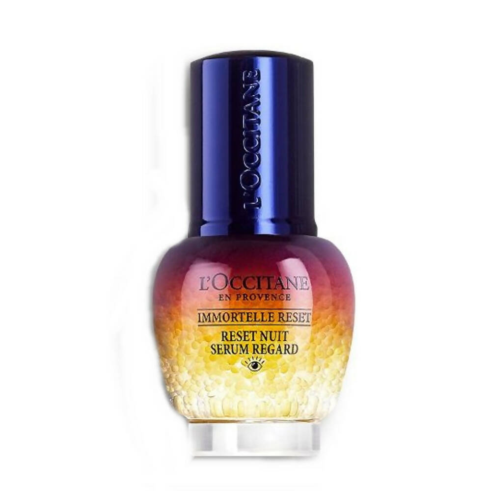 L'Occitane skincare serum bottle with gradient design on a white background