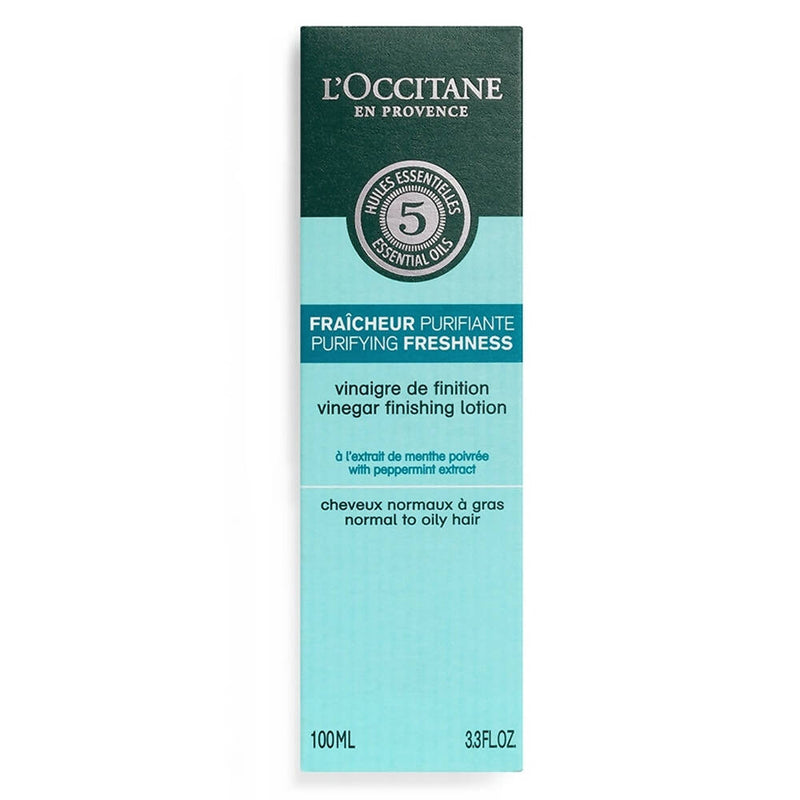 L'Occitane purifying freshness vinegar finishing lotion packaging on a white background