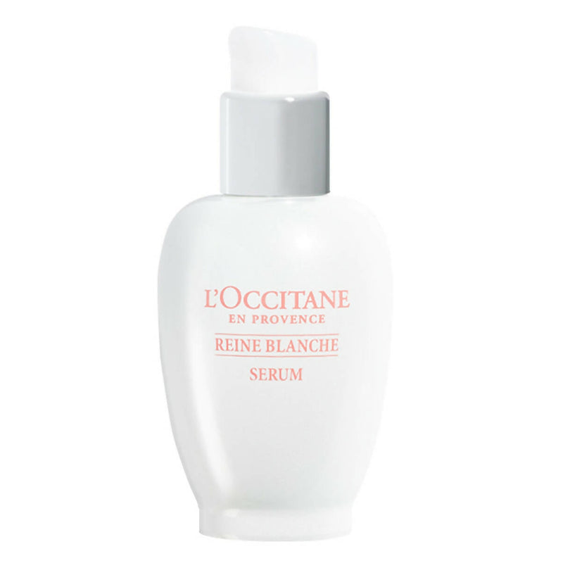 L'Occitane Reine Blanche Serum bottle on a white background