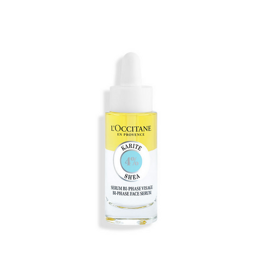 L'Occitane skincare serum bottle on a white background