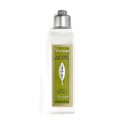 L'Occitane verbena body lotion bottle on a white background